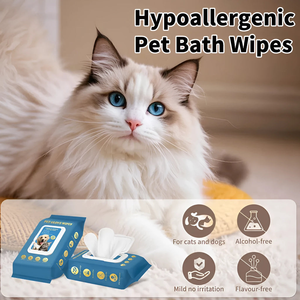 Pack of disposable pet gloves for cat and dog bath cleaning and grooming
