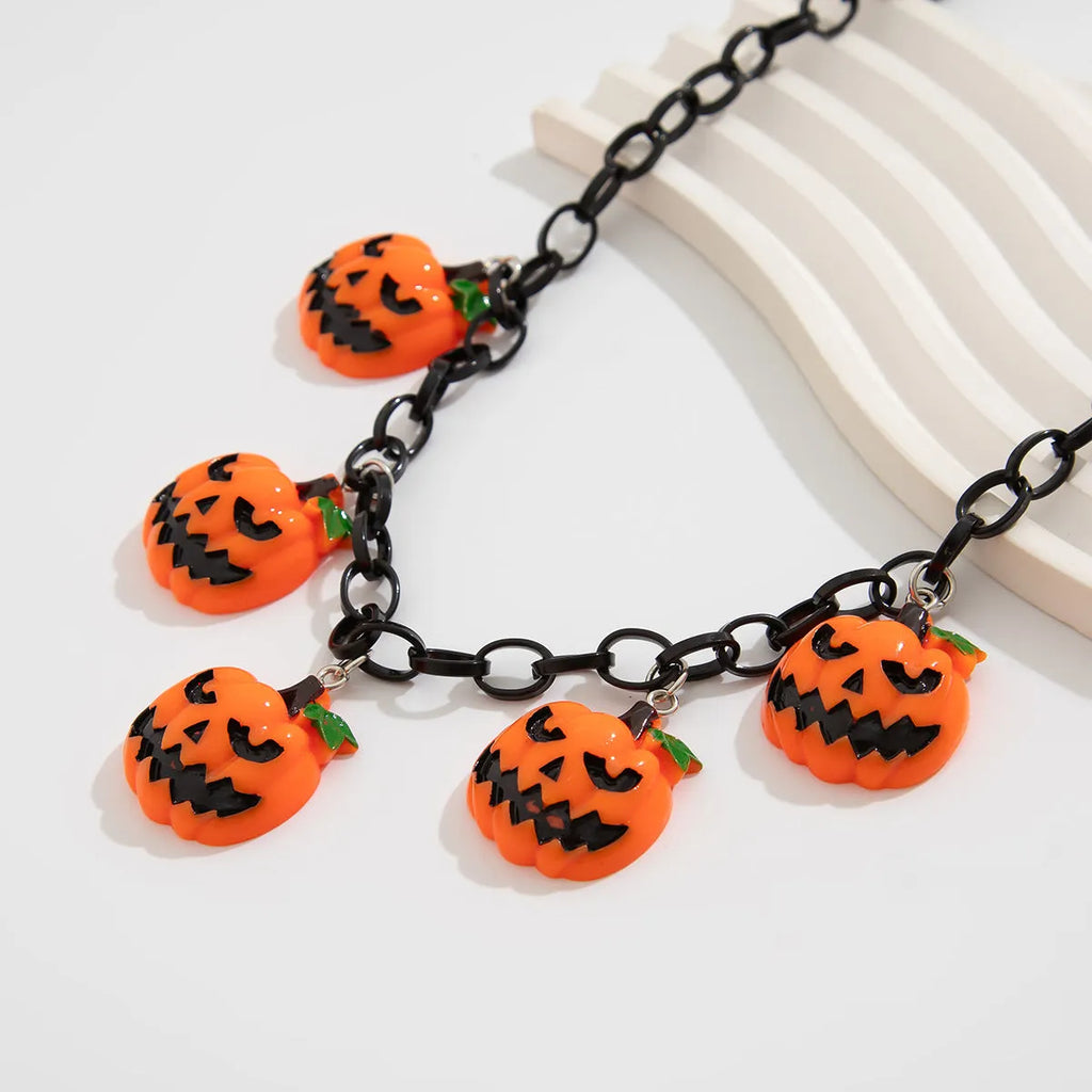 Halloween pumpkin ghost necklace with acrylic pendant in mixed colours