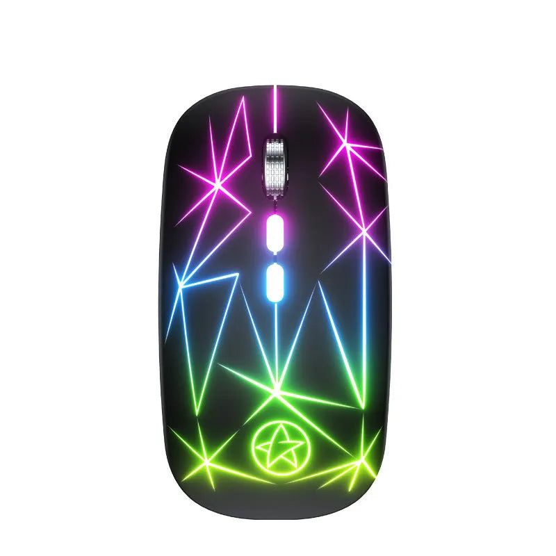 Dual-mode Bluetooth wireless gaming mouse with luminous indicator and metal roller in black finish