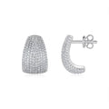 Geometric S925 sterling silver ear studs with colourless moissanite stones in a gift box.