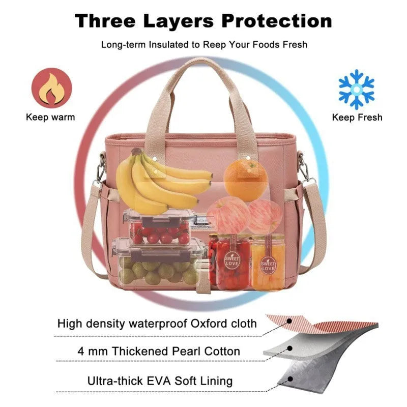 Cube-style Oxford cloth picnic bag with removable shoulder strap and side pocket in insulation colours