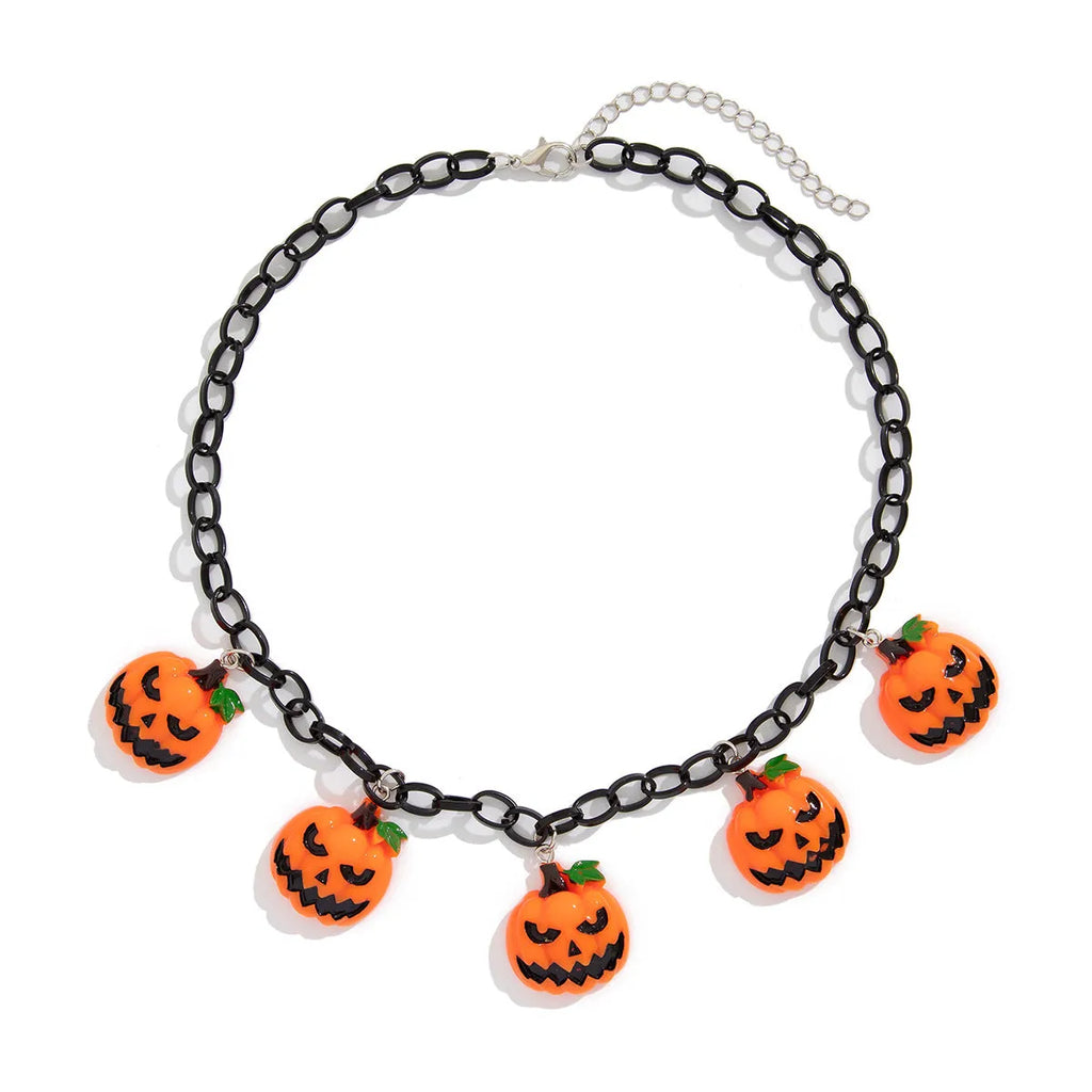 Halloween pumpkin ghost necklace with acrylic pendant in mixed colours