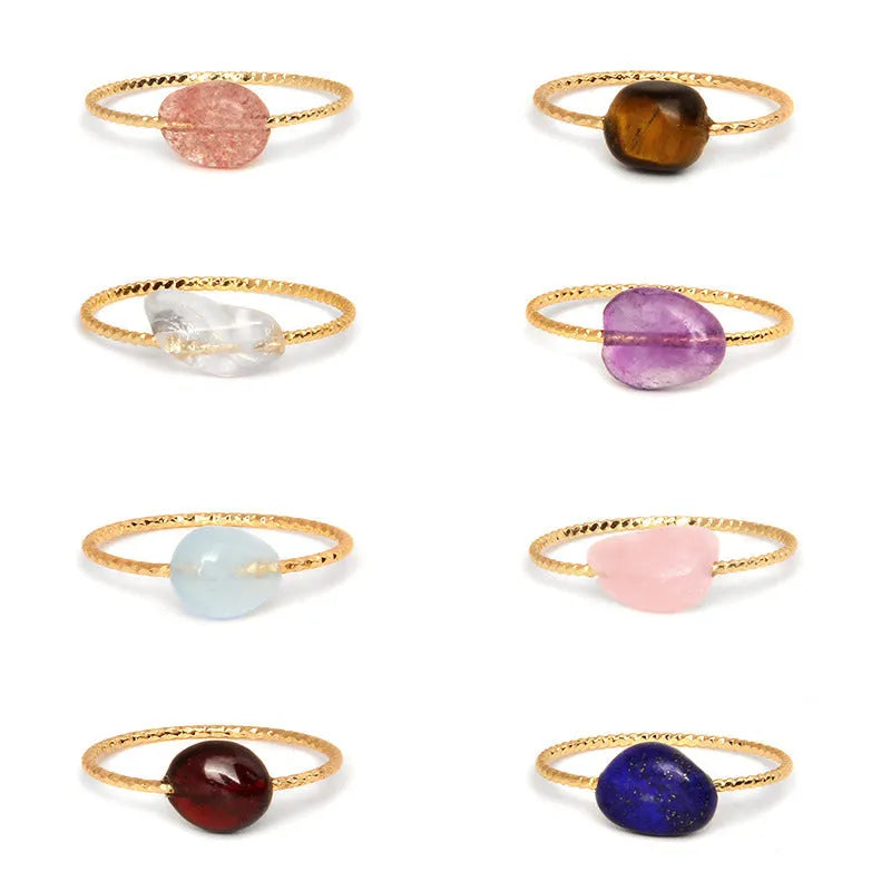 Original geometric niche design ring for women crafted from coloured natural agate stone.