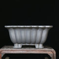 Square purple sand ceramic bonsai pot with classical design for desktop display