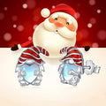 Women's Santa Claus heart-shaped earrings in electroplated white gold colour