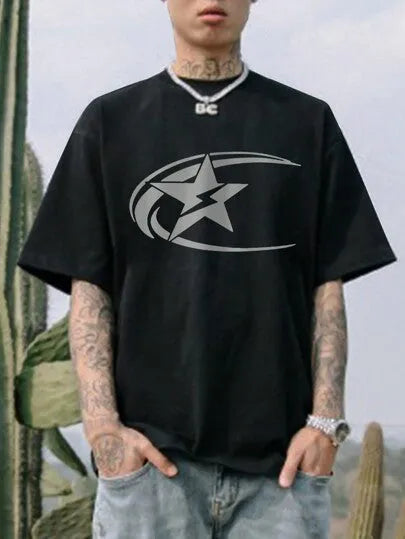 Men's solid colour pure cotton short sleeve t-shirt in Japanese retro style, shown in black.
