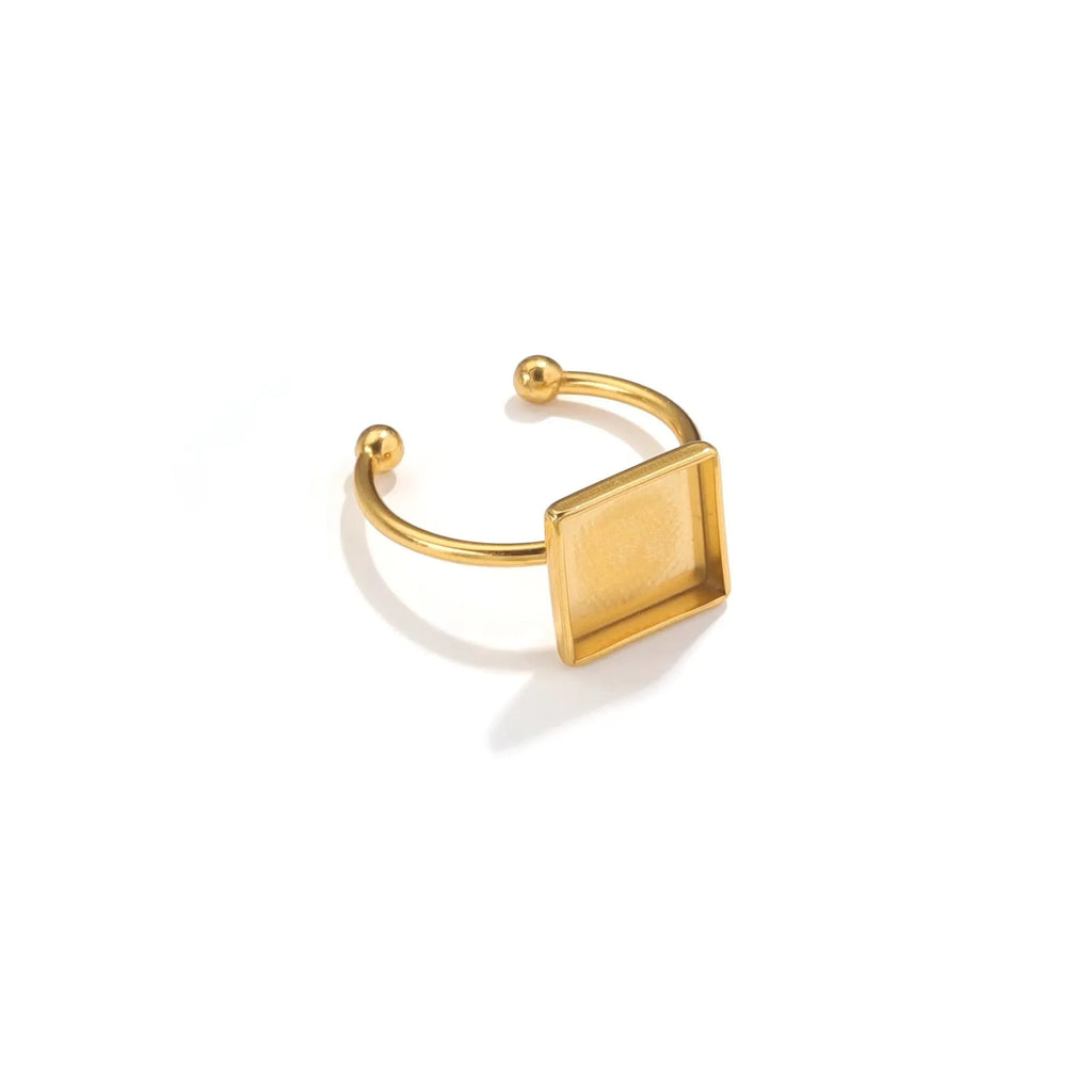 Stainless steel golden ring setting with totem pattern in oval 12x16mm size for DIY jewellery
