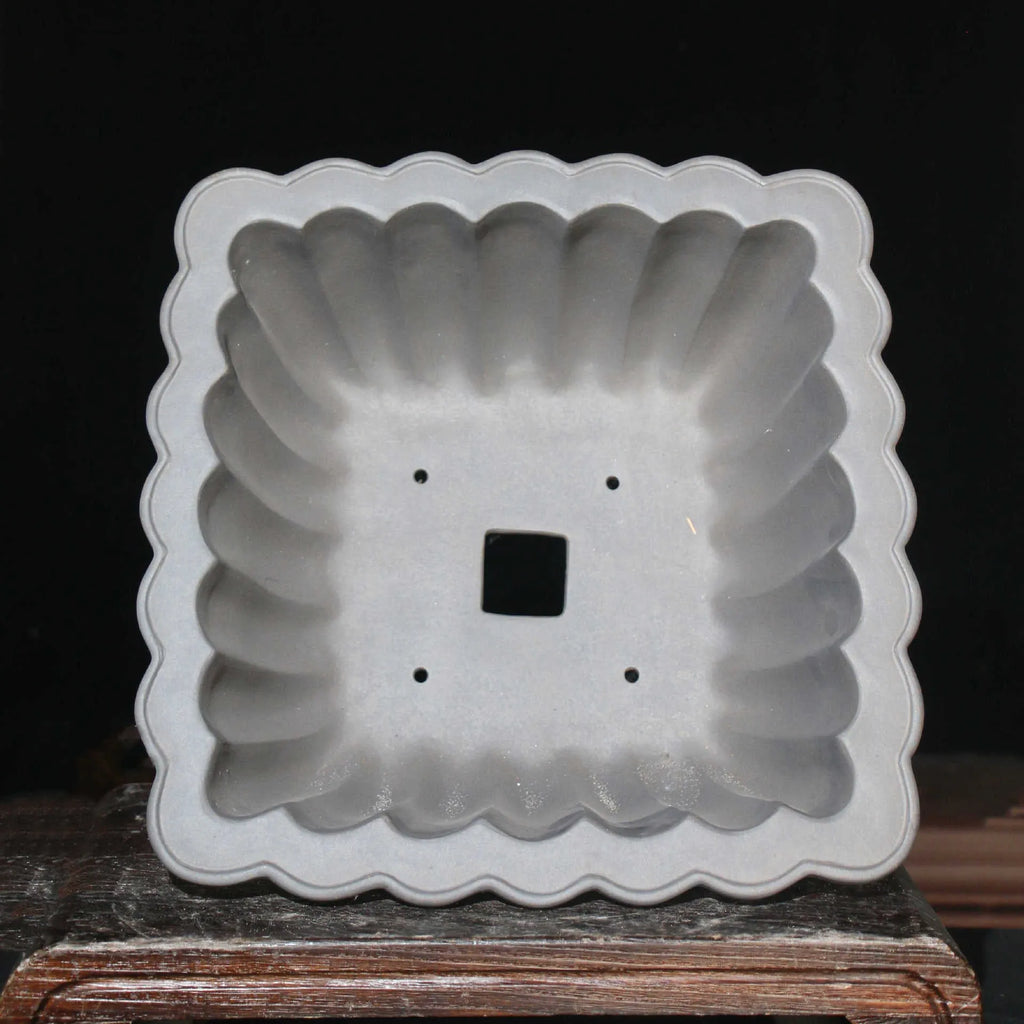 Square purple sand ceramic bonsai pot with classical design for desktop display