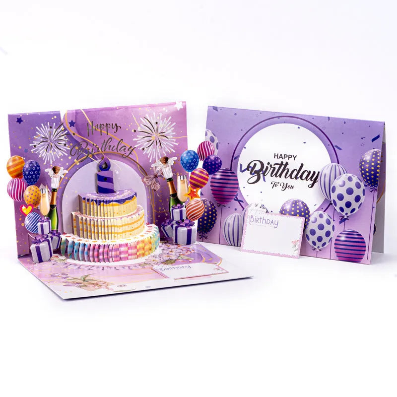 3D pop-up greeting card with Chinese ink style design and light music feature, 15x20cm paper craft