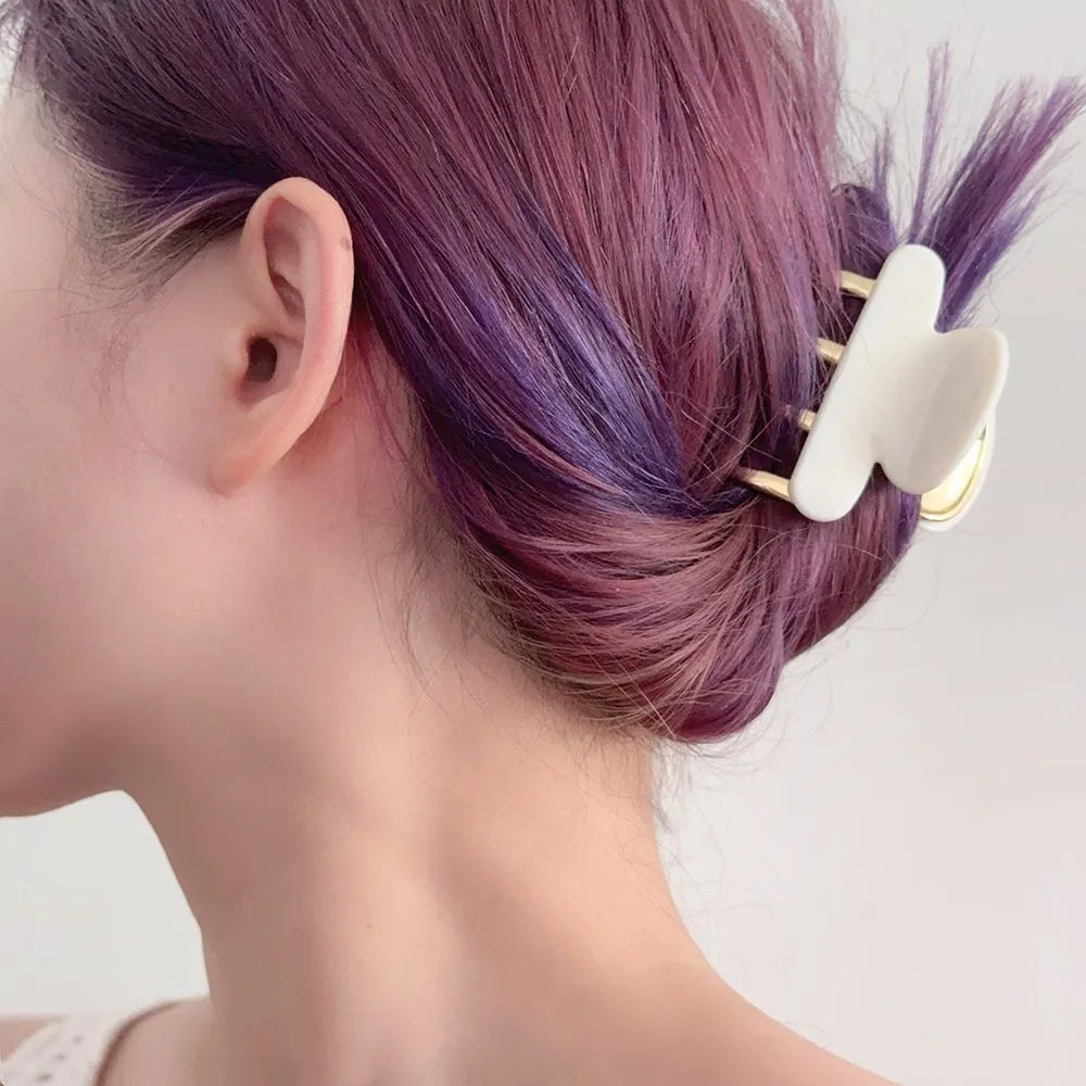 Retro acetate hair barrettes with metal grip in four colour variations including leopard print