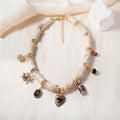 Heart-shaped resin bamboo pendant necklace with electroplating finish in picture colour