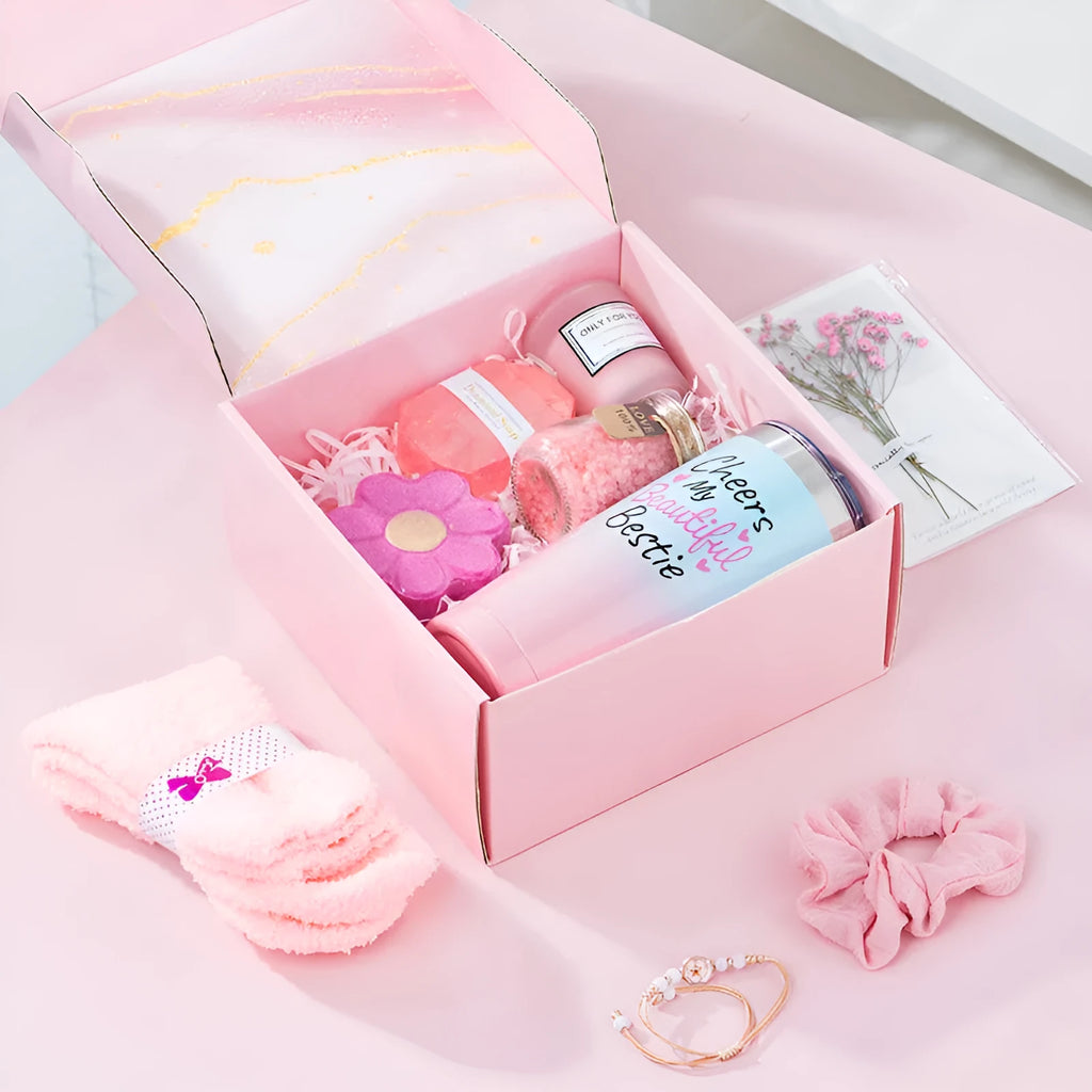 Soy wax aromatherapy candle bath set in a gift box with multiple colour suit options.