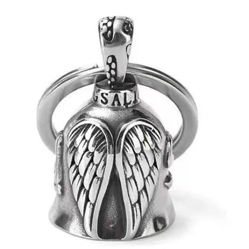 Vintage white angel wings necklace and matching keychain set with electroplated alloy finish