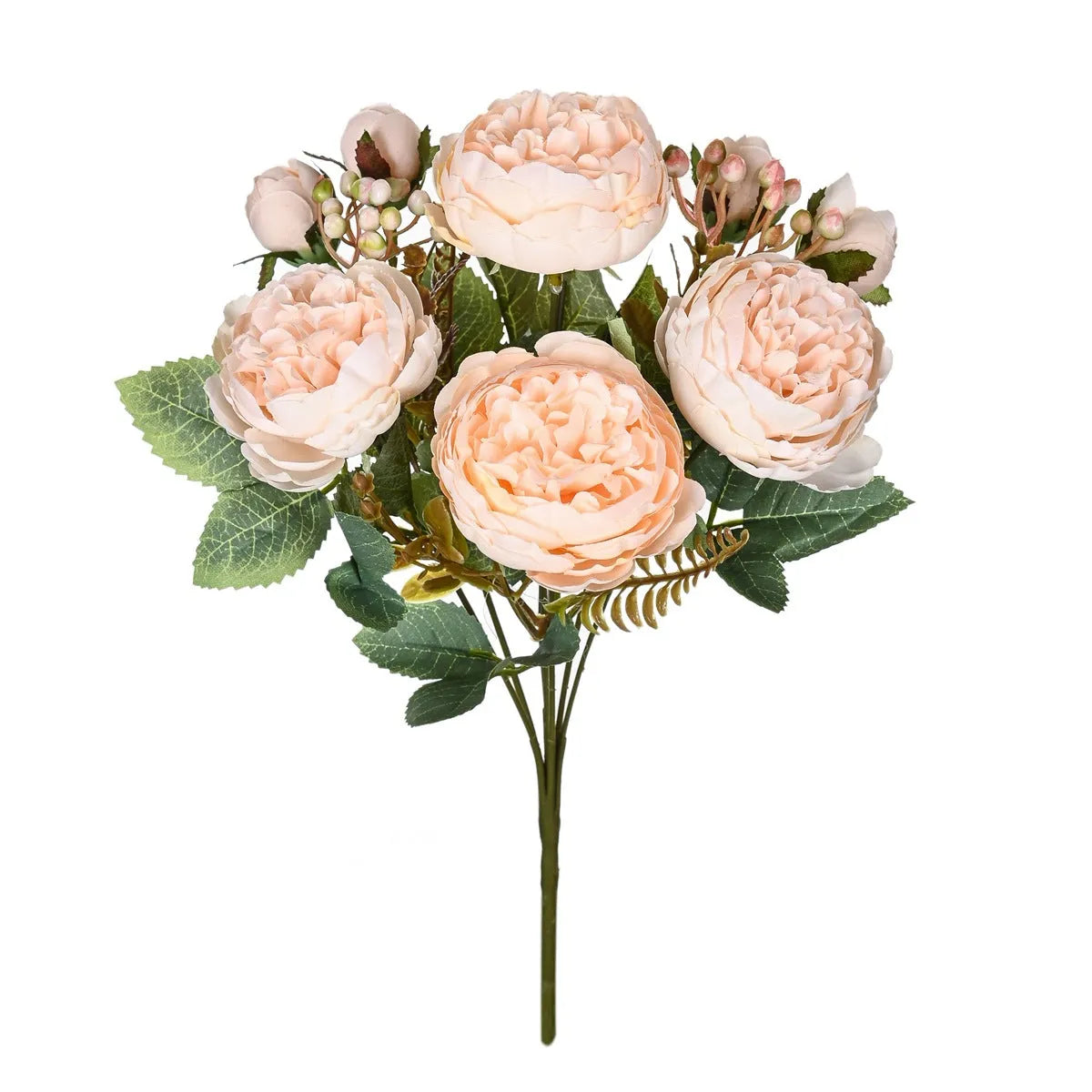 Silk artificial peony flower bouquet in champagne colour for home or wedding decoration