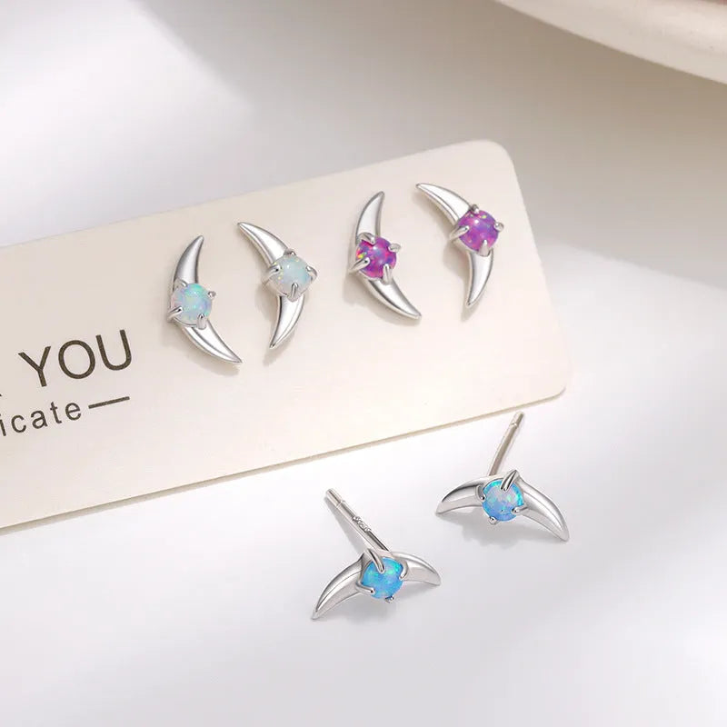 Women's geometric 925 silver earrings with cubic zirconia stones in gold or platinum finishes