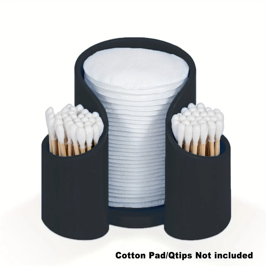 Modern solid-colour plastic box for storing dental floss and cotton swabs.