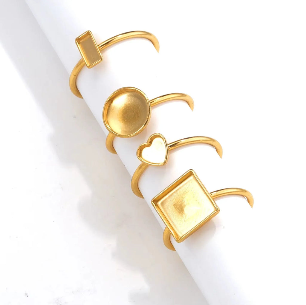Stainless steel golden ring setting with totem pattern in oval 12x16mm size for DIY jewellery