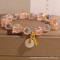 Natural heart agate bracelet for women pink sugar electroplated luminous glaze peace buckle