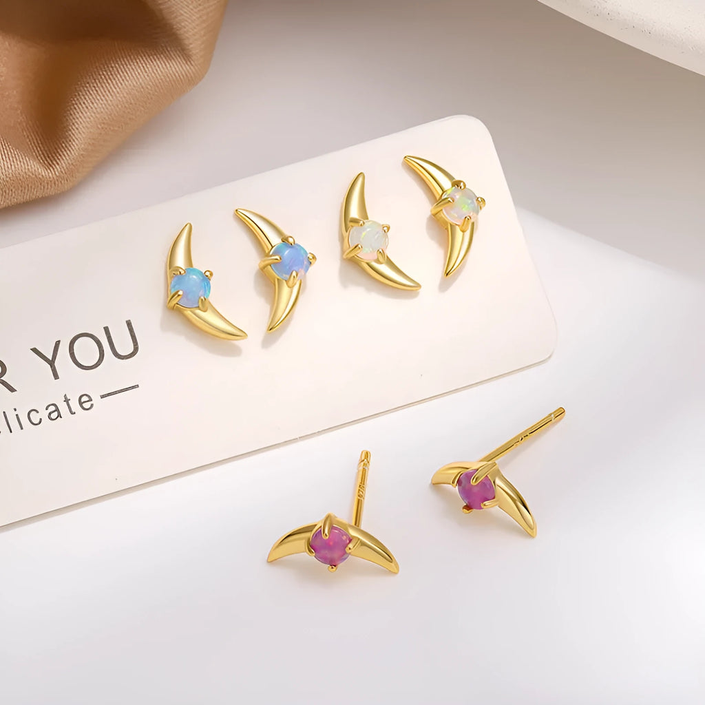 Women's geometric 925 silver earrings with cubic zirconia stones in gold or platinum finishes