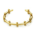 Stainless steel C-shaped bean bead with textured rivet design for jewellery making