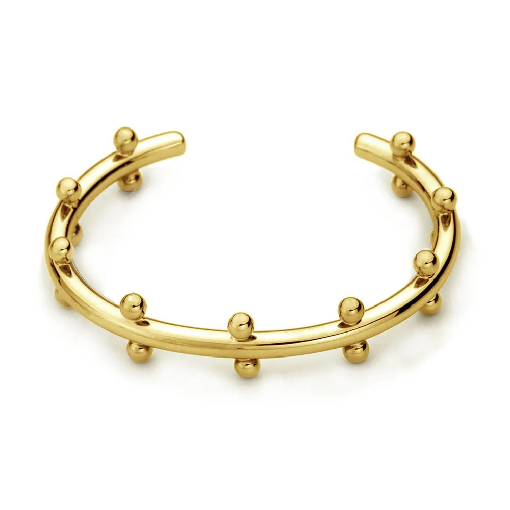Stainless steel C-shaped bean bead with textured rivet design for jewellery making