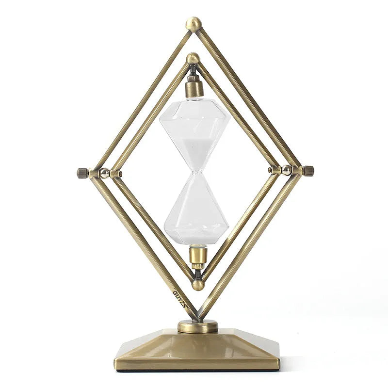 Modern zinc alloy sand timer with coloured sand in glass bulbs
