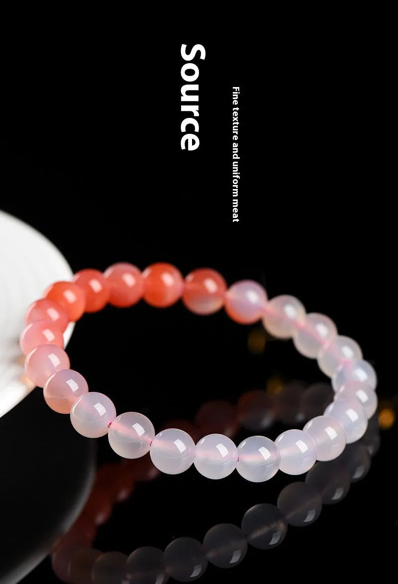Natural Yanyuan agate bracelet with gradient salt source coloured beads in a single circle.
