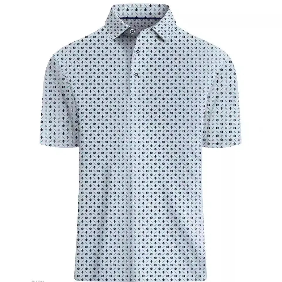 Men's 3D printed mesh short sleeve shirt in Japanese retro style with zipper decorations and graphic patterns