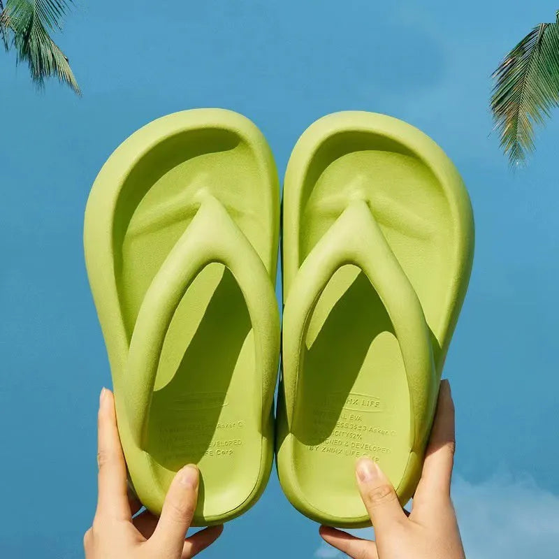 Thick-soled EVA flip-flops in multiple colours with a bow detail