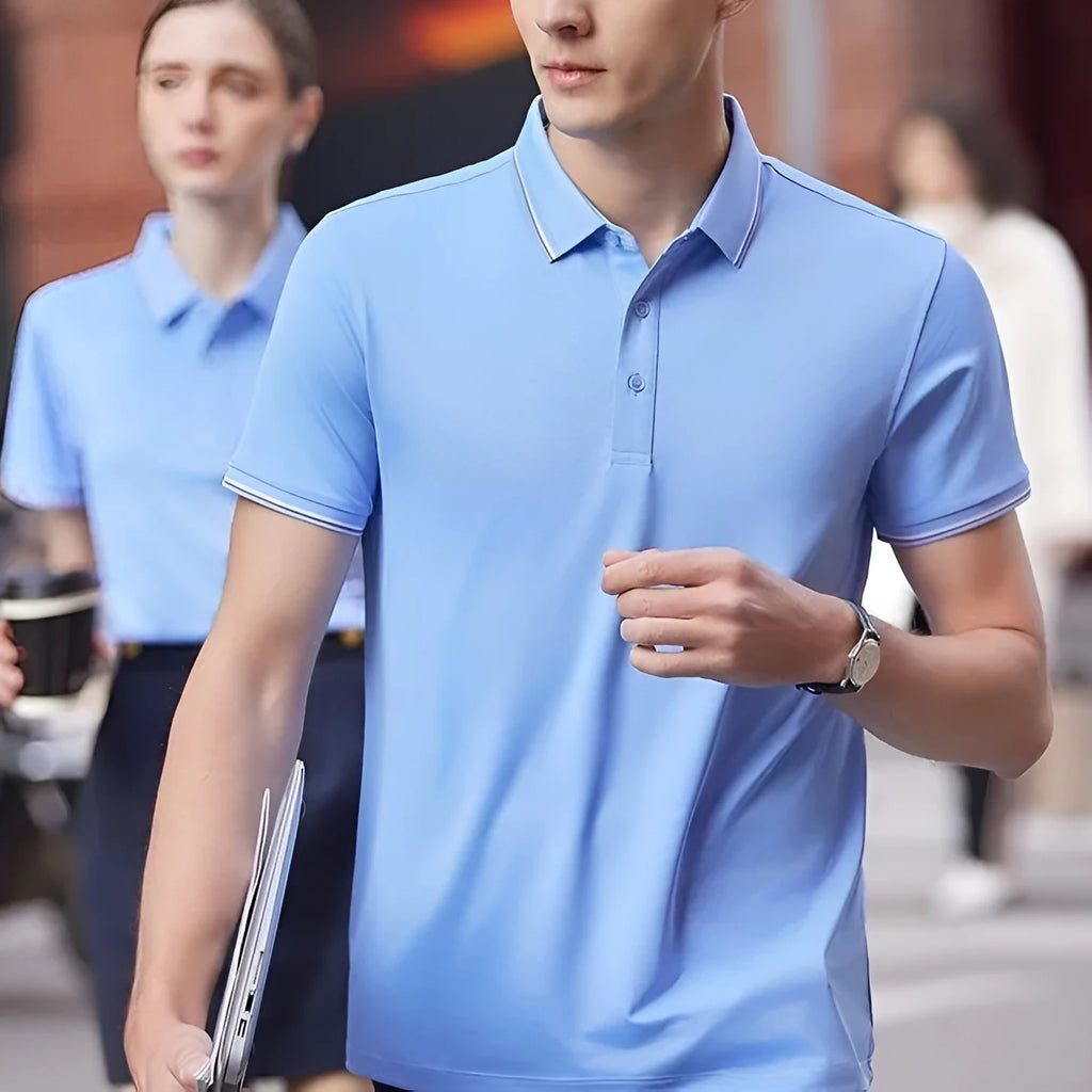 Men and women lapel polo shirt overalls in loose fit short sleeve Tencel blend summer top available in multiple colours