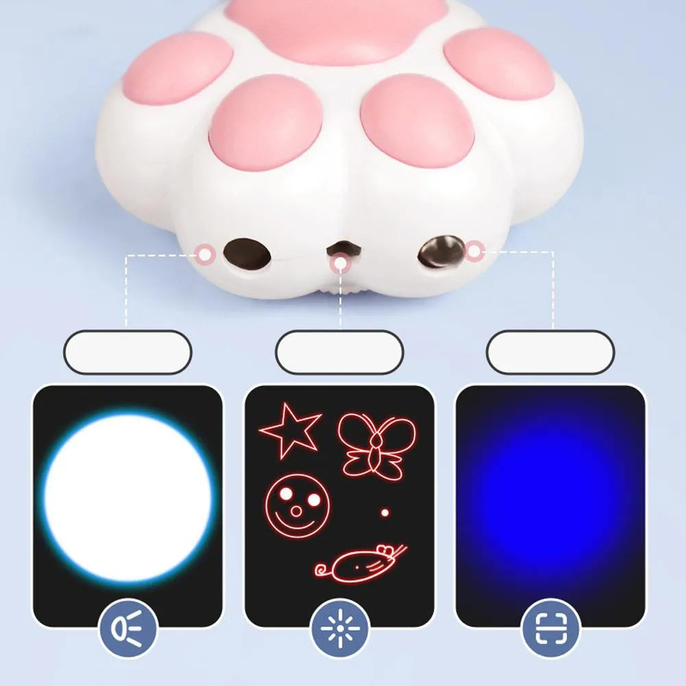 Black or pink infrared cat teaser key chain toy with USB charging port measuring 5 x 2.5cm