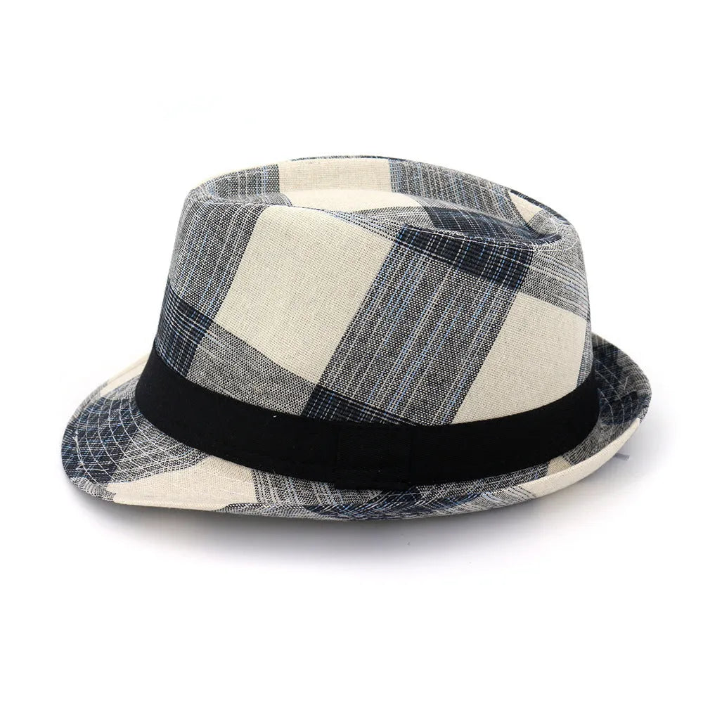 Casual blue polyester sun hat with a bell-shaped crown and medium brim for sun protection.