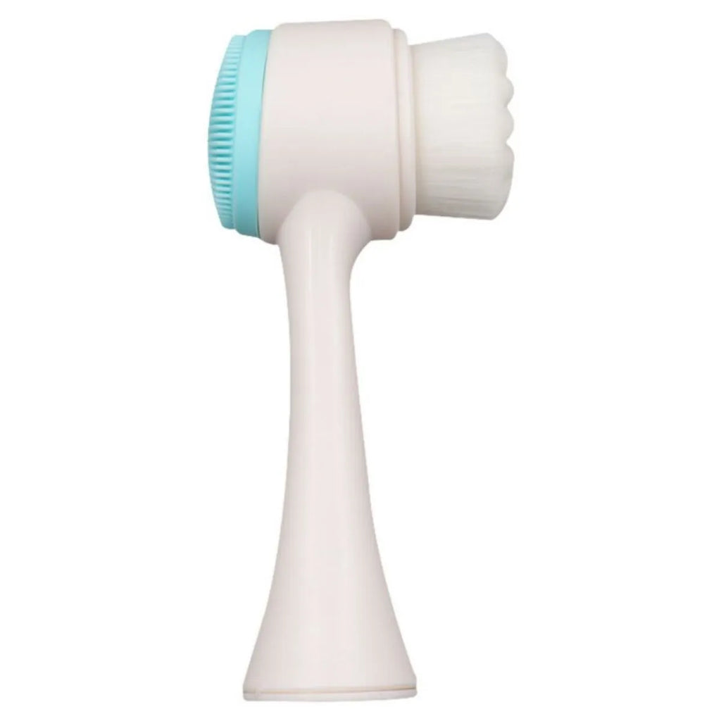 Blue and pink pet paw brush with nylon bristles for dog and cat grooming, measuring 13.5cm long