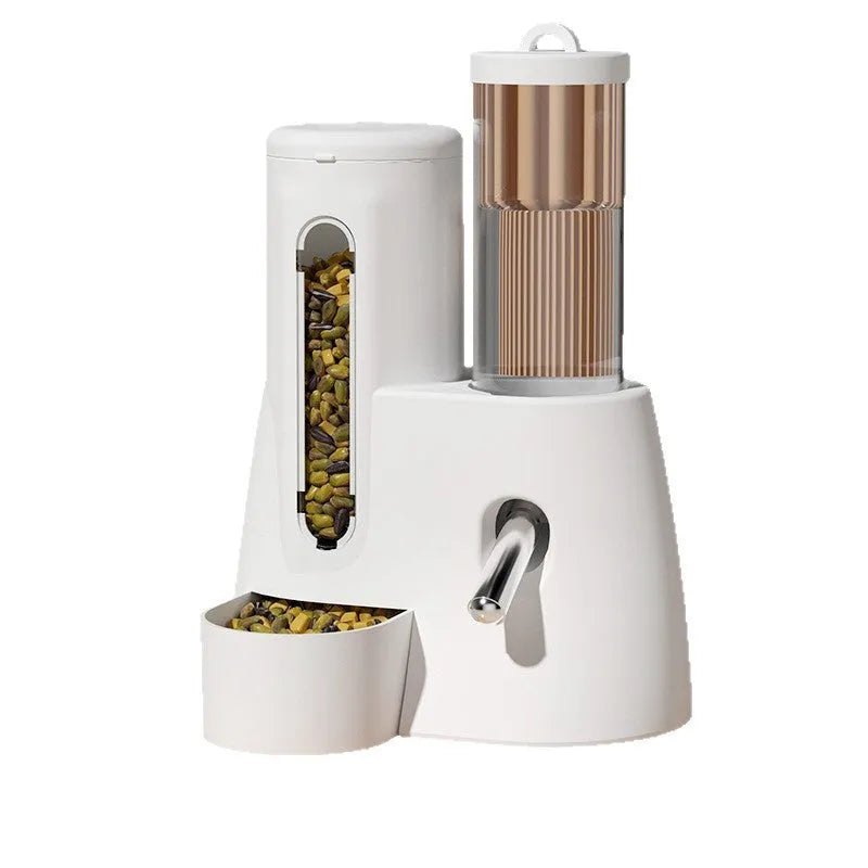 White automatic drinking water feeder and food basin for Djungarian hamsters