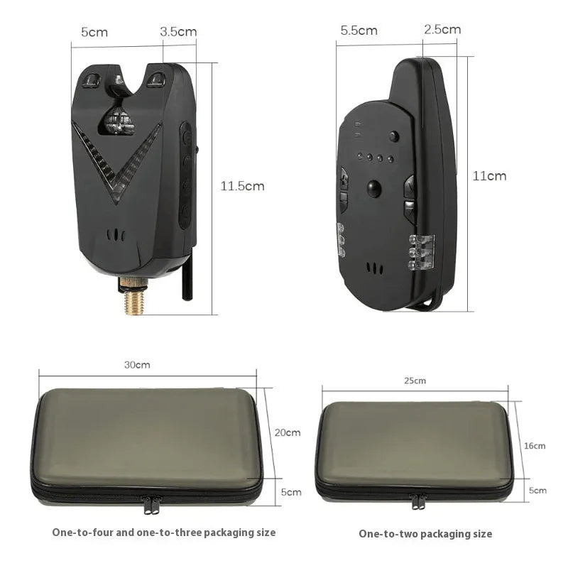 Wireless fishing electronic alarm kit with modular receivers for bite detection