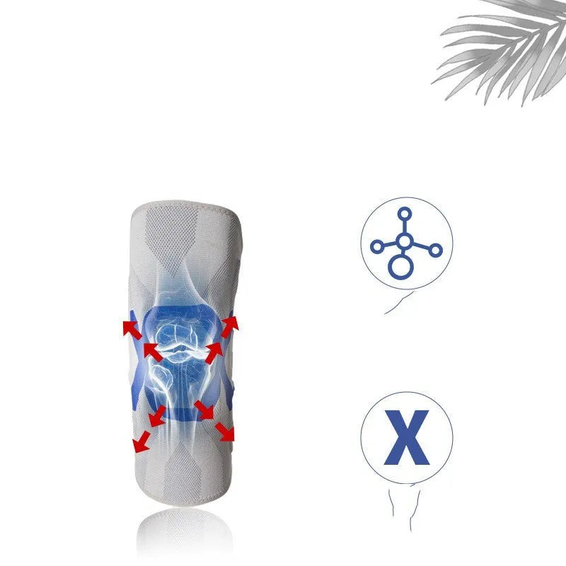 A pair of silicone knee pads for sports, shown in a two-tone colour option like black and blue.