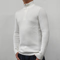 Men's cotton blend half-turtleneck zipper sweater in British-style pullover design