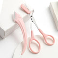 Curved eyebrow trimming knife with comb for eyebrow grooming and shaping