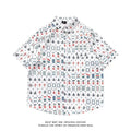 Loose fit short sleeve shirt with full floral print pattern in cardigan style