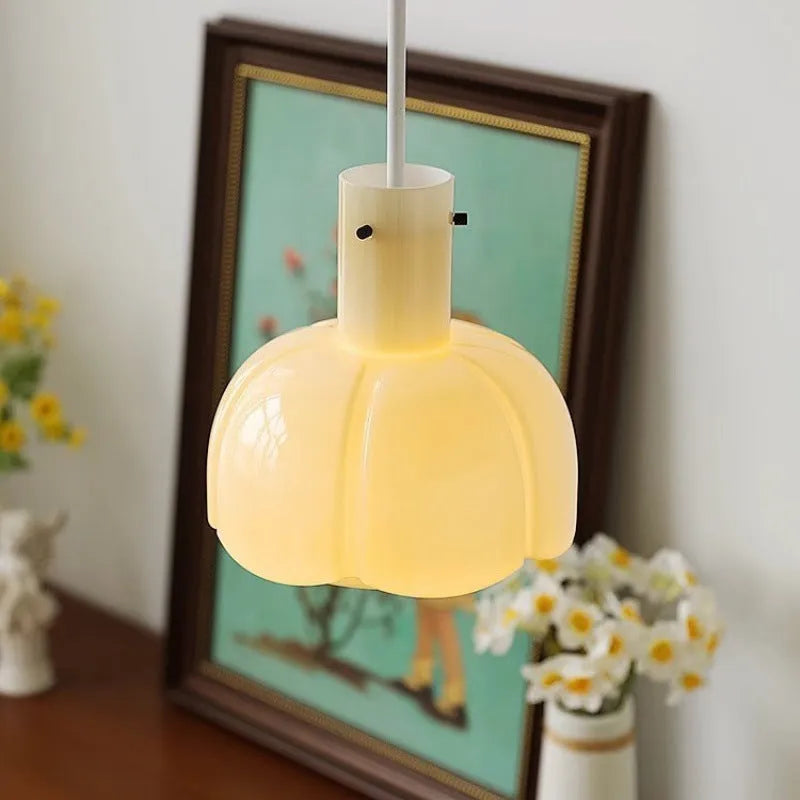 Retro glass bud pendant chandelier in caramel colour for dining room ceiling tricolor light