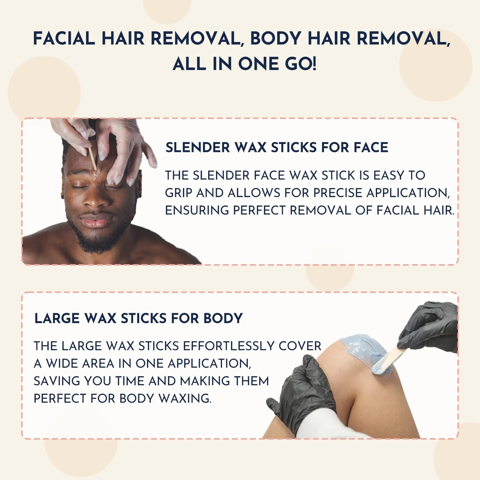 27-piece hypoallergenic hair removal wax kit with heating machine, four coloured wax beads, and applicator sticks.