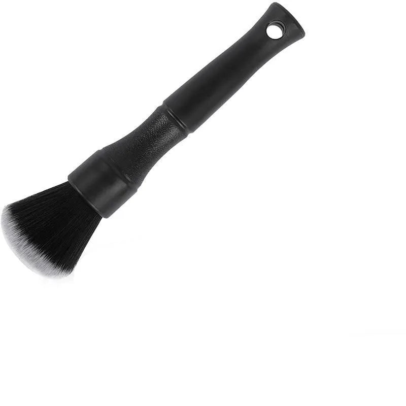 Black car detailing brush with super soft pig hair bristles for automotive interior cleaning