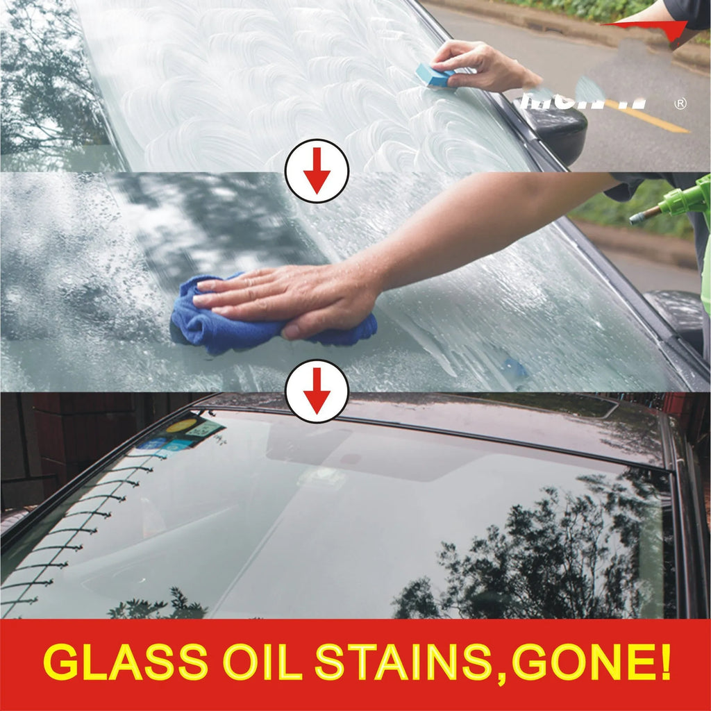 Automotive glass anti-fog cleaning product with 15ml rainproof spray in white English packaging