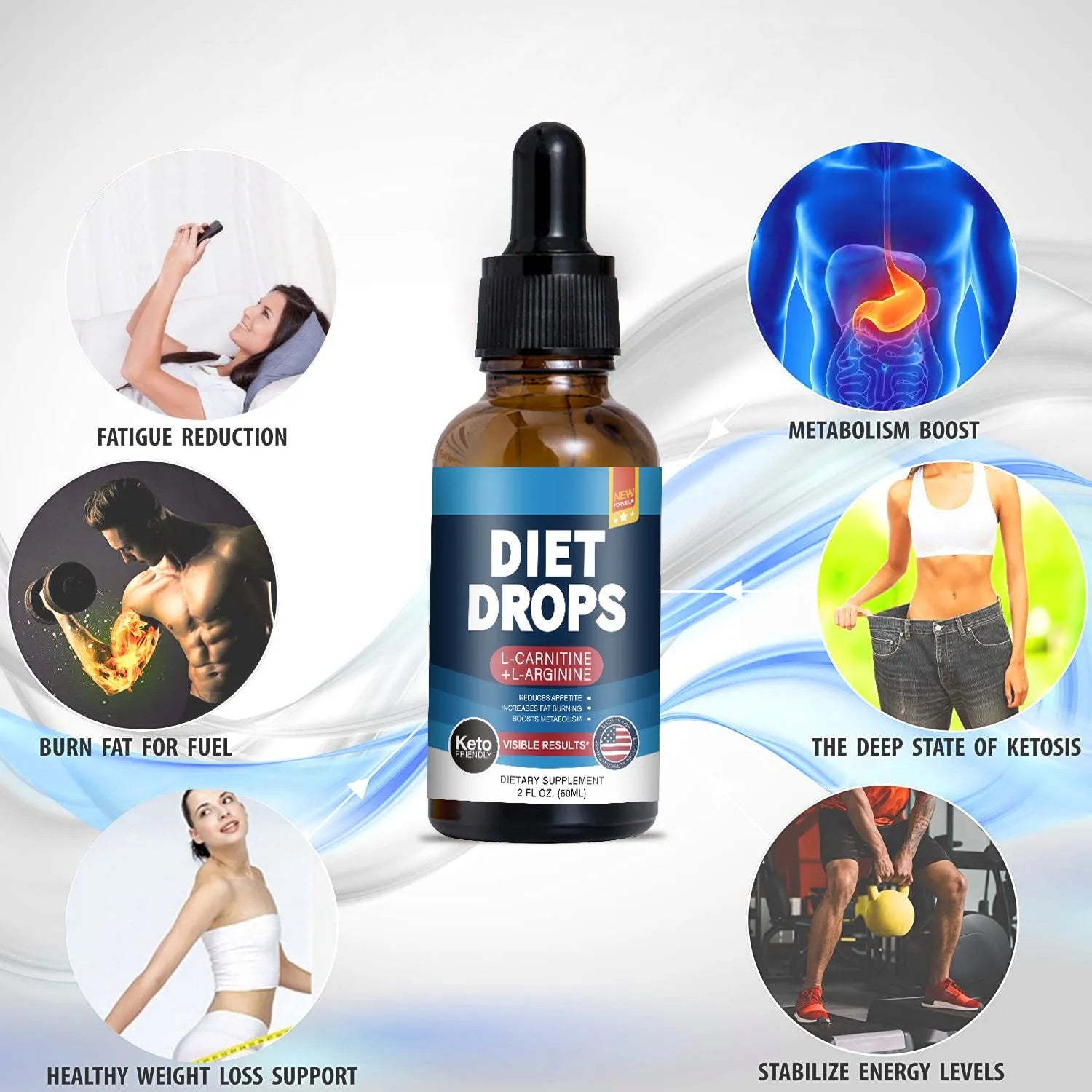 60ml bottle of ketone drops dietary supplement with refrigeration storage requirements