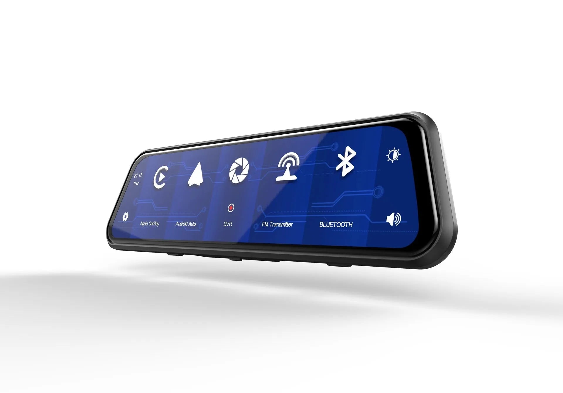9.66 inch touch screen dual-lens driving recorder for car rearview mirror mounting in black colour