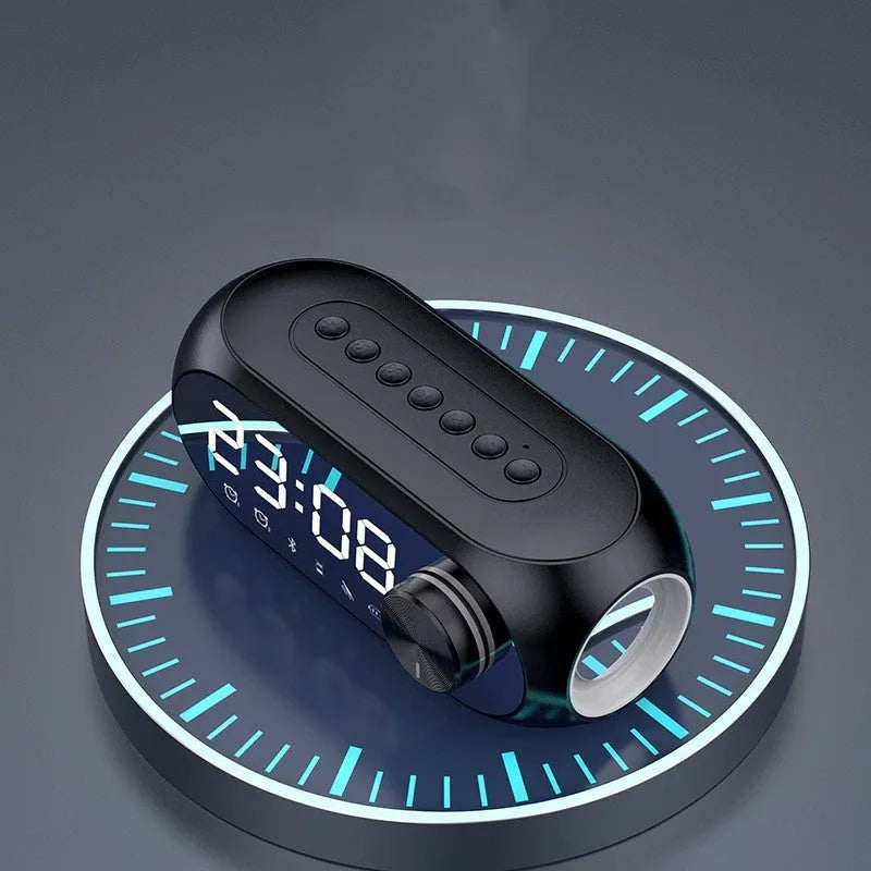 S8 coloured USB-powered portable Bluetooth speaker with enhanced bass and clock display