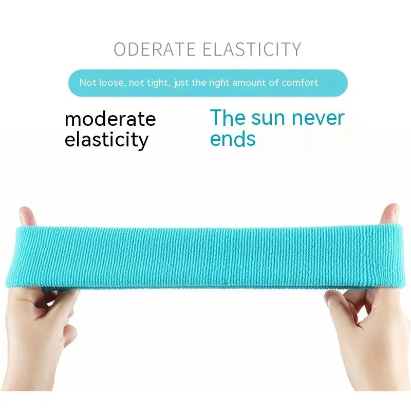 Elastic widening sports anti sweat headband in solid colours: black, blue, red, rose red, sky blue.