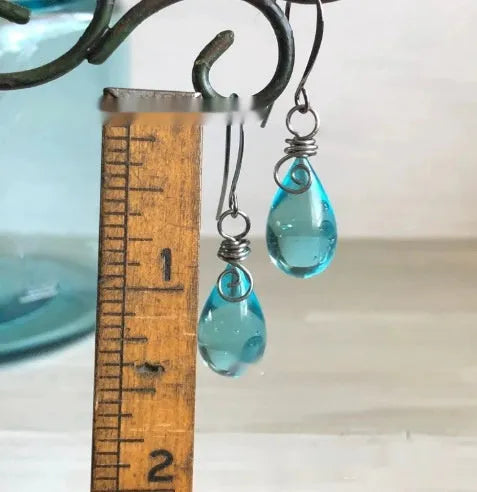 Recycling Glass Spiral Earrings in resin plus metal with electroplated finish