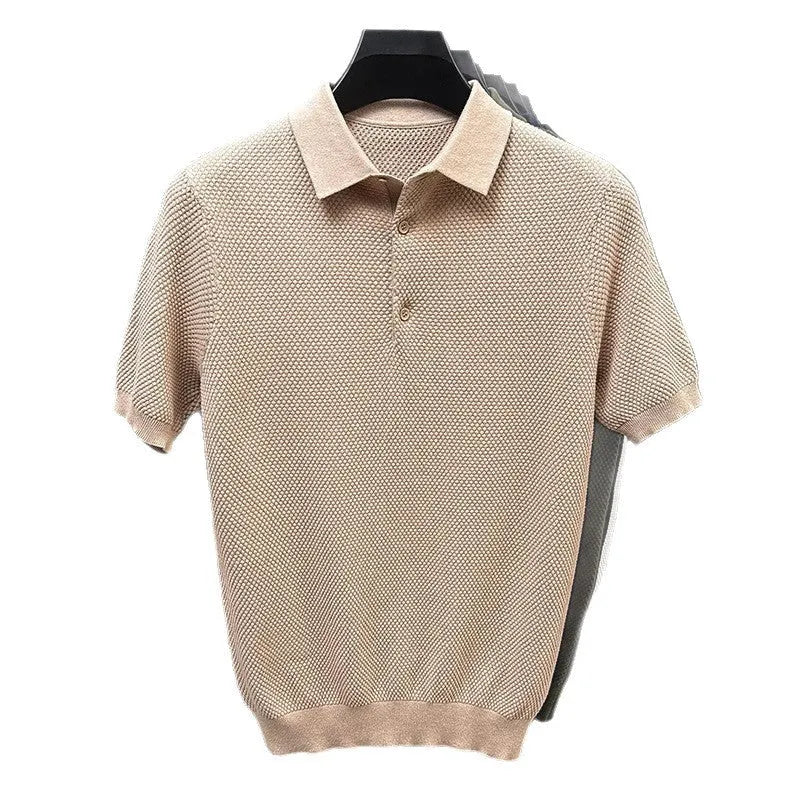 Loose fit short sleeve cotton pullover sweater in solid colour on hanger