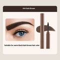 Double-headed eyebrow cream in a tube showing creamy brow product and blending tool, with five neutral shade options displayed.